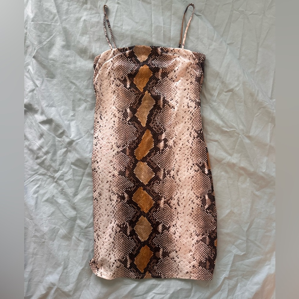 Rattlesnake Print Mini-Dress